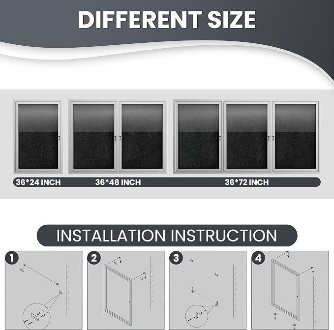 36"x24" Lockable Enclosed Bulletin Board, Outdoor Flet Weather-Resistant - Image 3