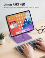 Aoviho Tablet Stand Holder for Desk, Adjustable Desktop Tablet Holder, Foldable - Image 3