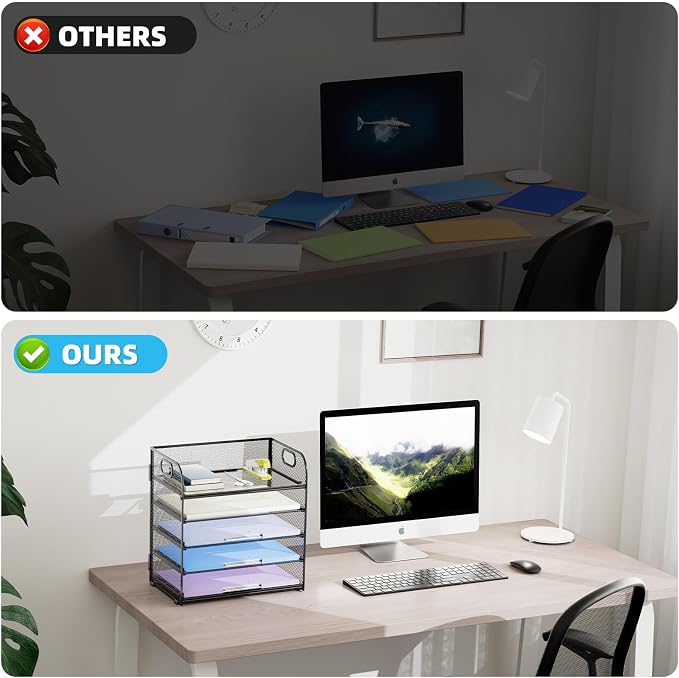 Marbrasse 5 Tier Paper Organizer Letter Tray, Mesh Desk File Organizer - Image 6