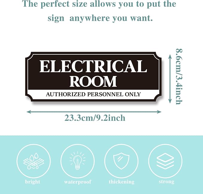 Electrical Room Door Sign for Business，Self-Adhesive Durable Modern Electrical - Image 2