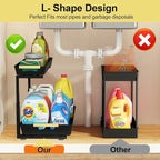 AMEDELE 2 Pack Under Sink Organizer, 2 Tier Pull Out Adjustable Height Under - Image 5