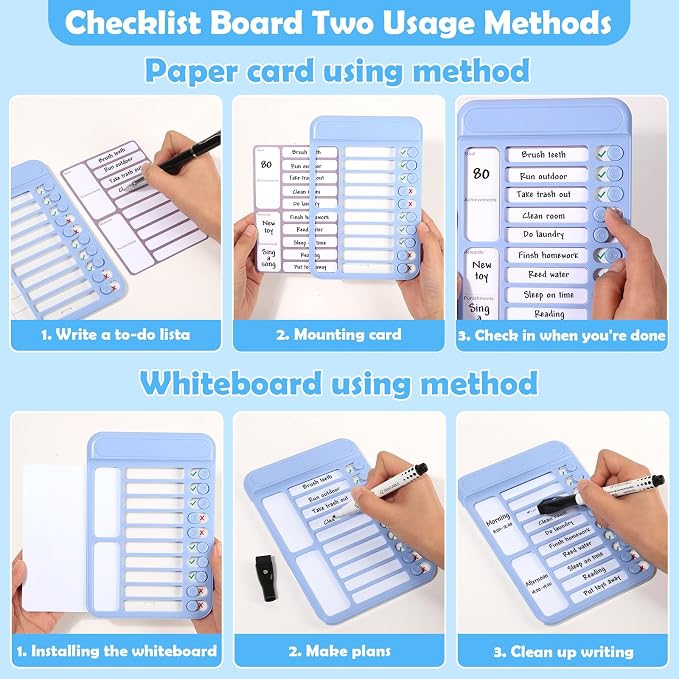 2Pcs Chore Chart for Kids to Do List Checklist Board Detachable Message Slider - Image 3