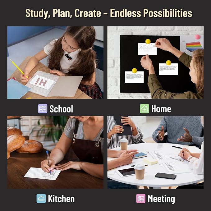 300 Count Index Cards 3 x 5 Inch Ruled White Index Cards, Flash Cards College - Image 7