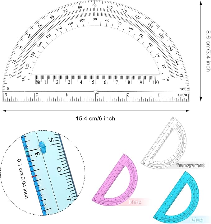Zonon 3 Pack 6 Inch Plastic Protractor Christian Charity Donation 180 Degrees - Image 2
