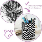 Leather Pen Holder for Desk Zebra Print Pencil Cup Desktop Organizer Makeup - Image 4