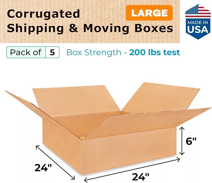 Large Shipping & Moving Boxes 24 x 24 x 6 inches - Image 2