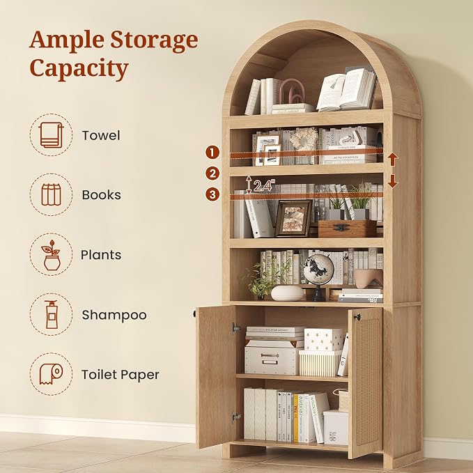 81" Tall Arched Cabinets, Bookcase - Image 4