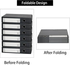 URbantin 6 Pack Foldable A4 Box Files, Plastic Archive Folders, 65mm Spine - Image 3