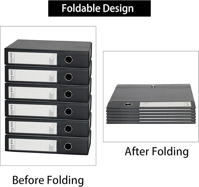 URbantin 6 Pack Foldable A4 Box Files, Plastic Archive Folders, 65mm Spine - Image 3