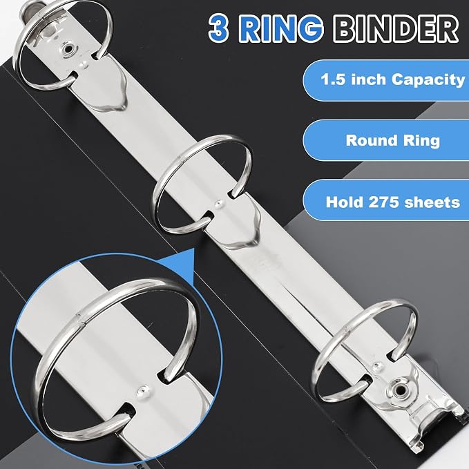 Henoyso 12 Pcs 3 Ring 1.5 Inch Binders Fits 8.5 x 11 Inch Letter Size Paper - Image 4
