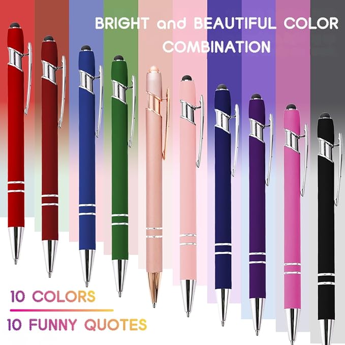 CRME 10pcs Red Nurse Pen Set Sculpture Funny Quotes Inspirational Pen - Image 3