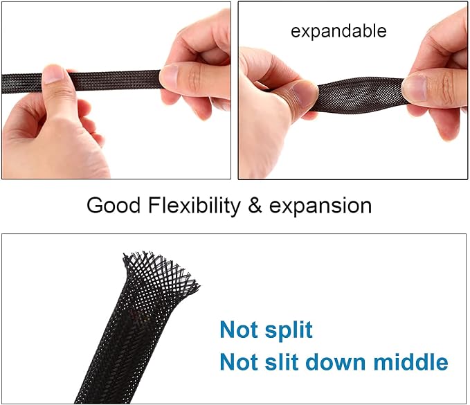100ft - 3/8 inch PET Expandable Braided Sleeving – Black – Alex Tech Braided - Image 5