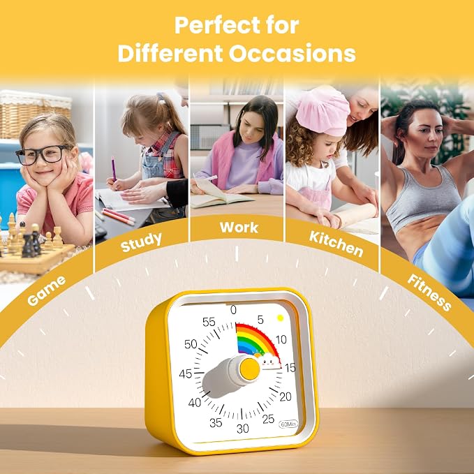 Visual Timer for Kids with Pause Function, Cute Silent Timer with Rainbow for - Image 6