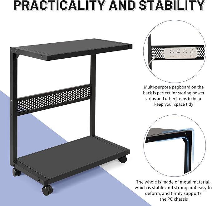 Bfttlity Large PC Stand Computer Tower Stand 2-Tier Metal CPU Holder - Image 6