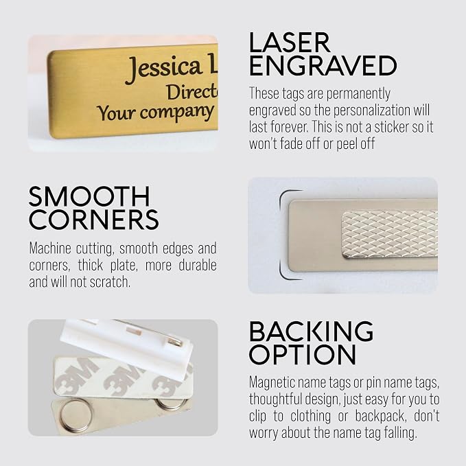 Custom Engraved Name Tag Badges Identification Personalized - Image 3