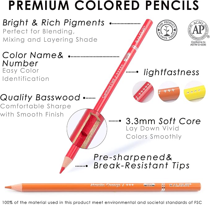 KALOUR Professional Colored Pencils, Artists Soft Core - Image 2