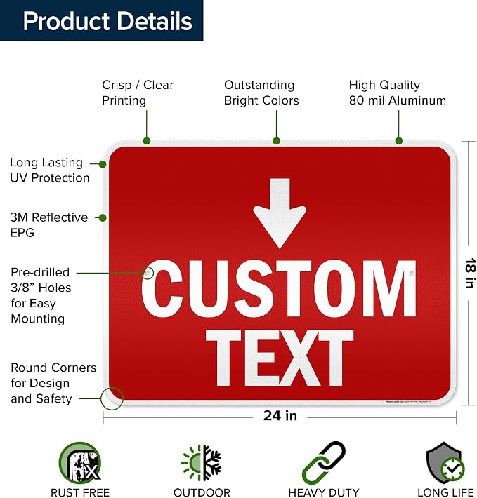 Custom Arrow, Custom Directional Sign, Down Arrow, 18x24 Inches, 3M EGP - Image 6