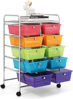GOFLAME 10-Drawer Rolling Storage Cart, Art Craft Storage Organizer on Wheels by GOFLAME