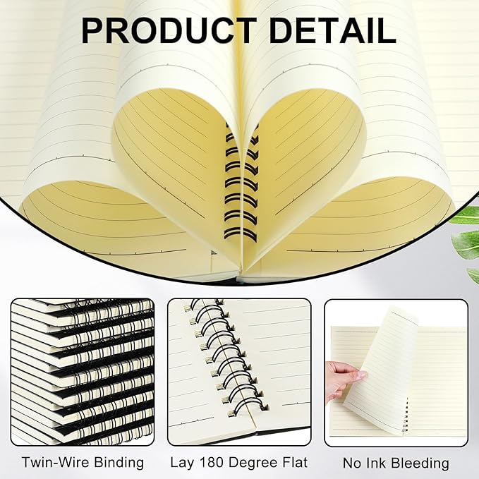 Yahenda 3 Pcs Spiral Notebook Bulk A5 Journal Lined 8.3'' x 5.5'' Writing - Image 3