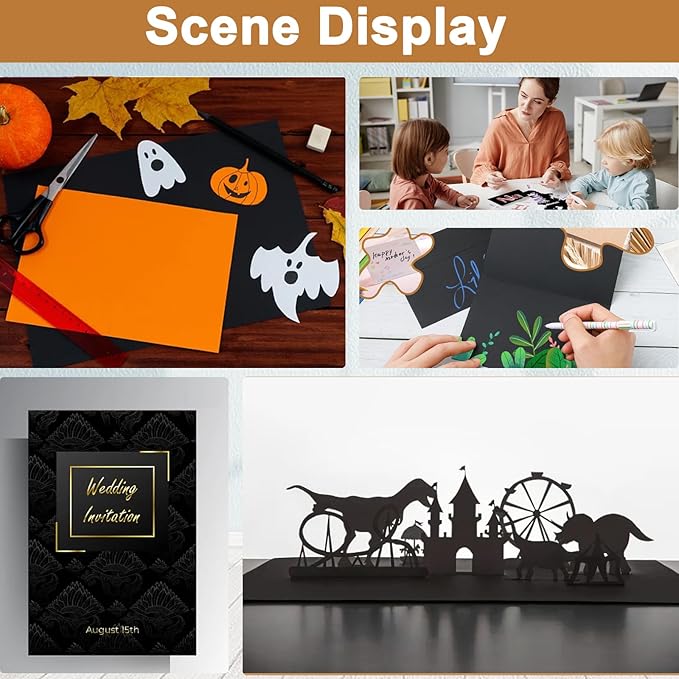 Silunkia 40 Sheets Black Shimmer Cardstock 8.5 x 11 Halloween Cards, 75lb - Image 7