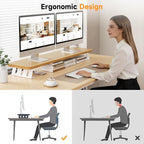 NestNeat Dual Monitor Stand Riser, 39 Inch Large Wood Monitor Stands - Image 6