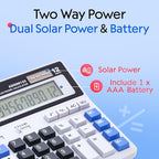 M&G Desk Calculator 12 Digit Extra Large LCD Display, Dual Solar Power and - Image 3
