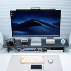 ROCDEER Bamboo Dual Monitor Stand Riser Black, 2-Tier Desk Monitor Riser - Image 5