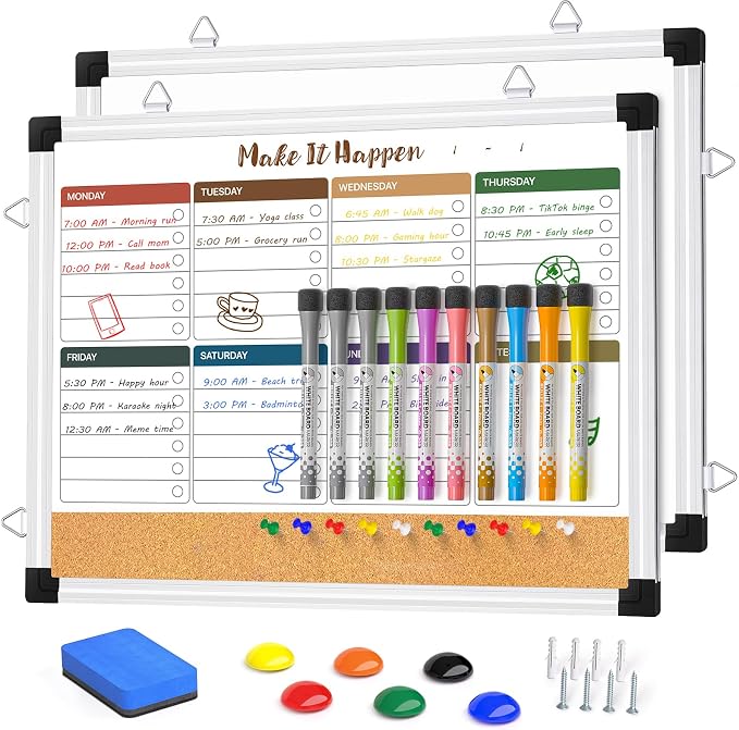 Weekly Dry Erase Board and Cork Board Combo by Marsrock