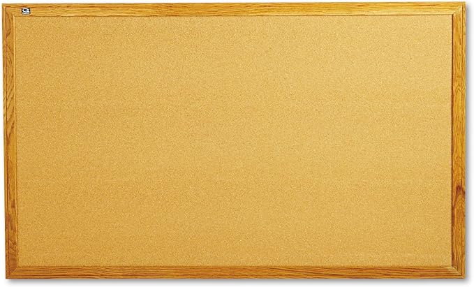 Quartet Cork Board, Bulletin Board, Oak Finish Frame by Quartet