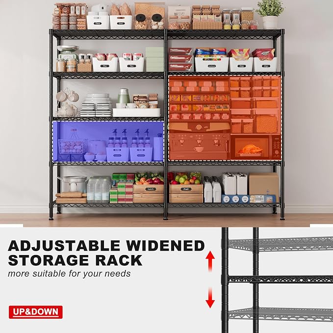 5 Tier Storage Shelves Metal Shelving Unit Load 1500LBS, Adjustable Wire - Image 5