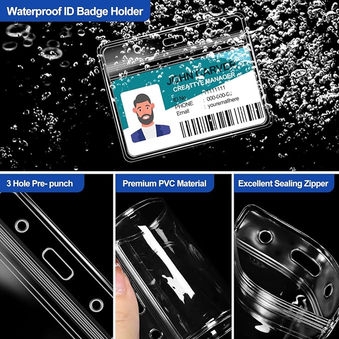 100 Pcs Clear Horizontal Badge Id Card and 100 Pcs Lanyard, Reusable Lanyards - Image 6