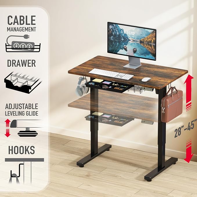 SHW 40-Inch Electric Height Adjustable Standing Desk - Image 3