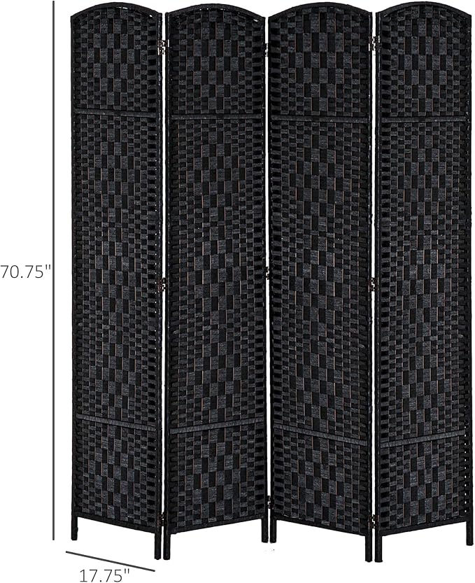 HOMCOM Room Divider, 4 Panel Folding Privacy Screen, 6FT Tall Portable Wicker - Image 7