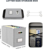 Oterri File Organizer Box with Lid, Hanging Filing File Box with Mesh Pocket - Image 2