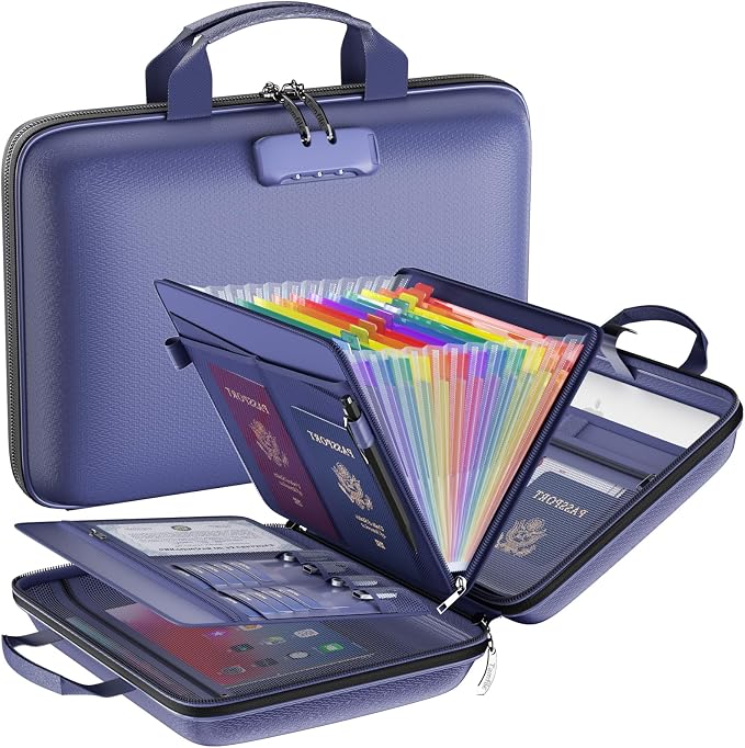 Fireproof File Organizer with Lock, Hard-Shell Case Fireproof Document Box with by Tamfile