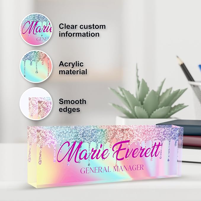 Personalized Name Plate for Desk, Custom Desk Name Plate, Acrylic Name Plate - Image 3