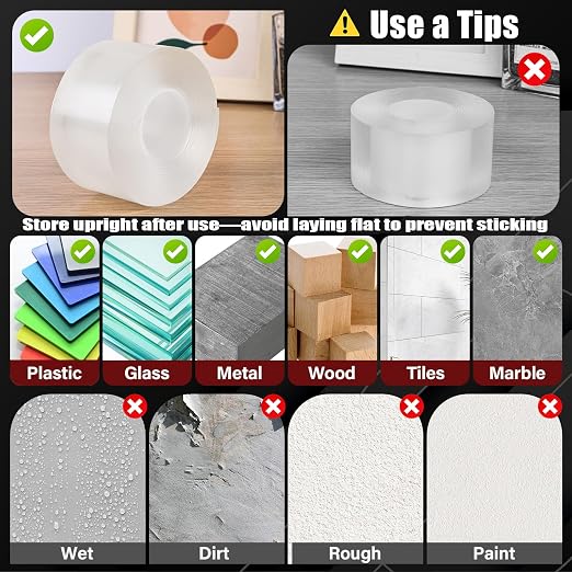 2In x 10Ft Heavy Duty Double Sided Tape, Removable Nano Tape, Transparent - Image 7