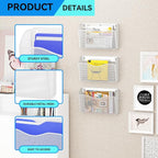 GDINDINFAN 6 Single Pocket Wall File Holder, Mesh Hanging File Folder Paper - Image 4