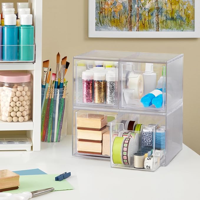 STORi Chloe Space-Saving Clear Drawer Organizer Sort Office, Beauty Supplies - Image 2