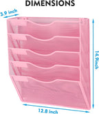 EASEPRES Magnetic 5 Pocket Mesh Hanging File Organizer, Wall Mounted Mail Paper - Image 3