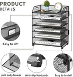 6 Tier Desk Organizer, Heavy-Duty Thick Metal Letter Tray Organizer, Large - Image 3