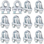 12PCS 3/8" M10 Zinc-Plated Wire Rope Clamps – Heavy Duty U-Bolt Cable Clips by High-PQ
