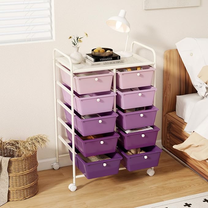 GLACER 10 Drawer Rolling Cart, Storage Cart - Image 9