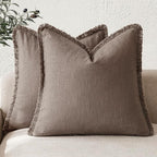 Foindtower Set of 2 Decorative Linen Fringe Throw Pillow Covers Boho Farmhouse by Foindtower