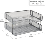 Mind Reader Stackable Paper Tray, Desktop Organizer, File Storage, Metal Mesh - Image 3