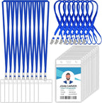 100 Pcs Clear Vertical Badge Id Card and 100 Pcs Lanyard, Reusable Lanyards by Orcielo