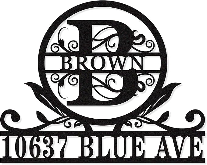 Personalized House Number Monogram Sign, Custom Address Sign by HYTSIGN