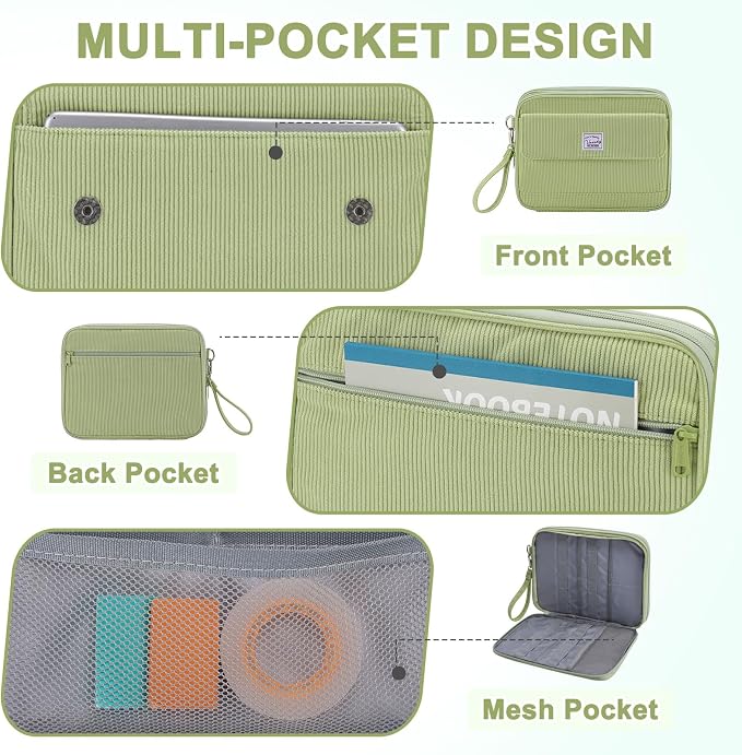 VASCHY Colored Pencil Case, Corduroy Large Pencil Pouch - Image 4
