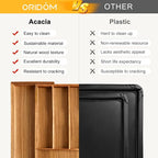 oridom Large Premium Acacia Silverware Organizer - Image 6
