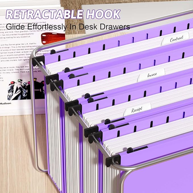 Nordun Extra Capacity Plastic Hanging File Folder Letter Size, 12 Pack - Image 6